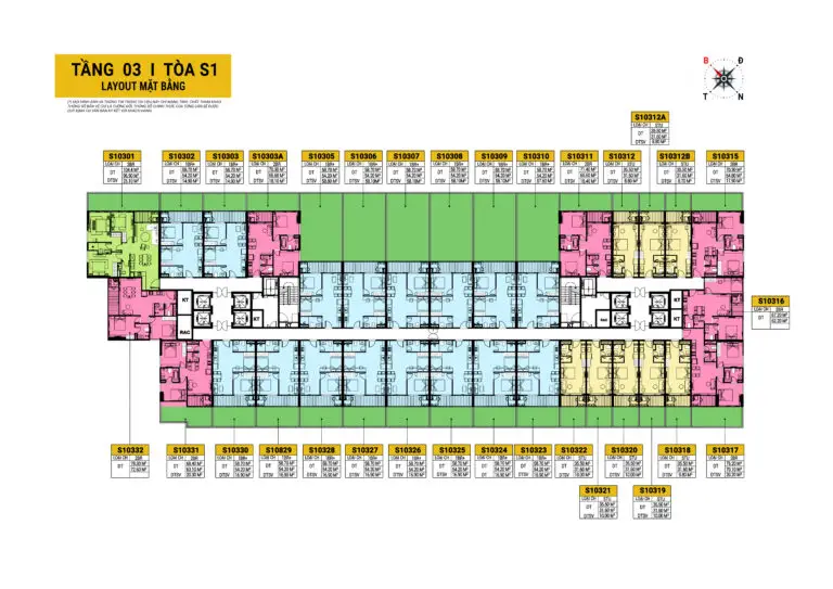 Bản vẽ toà S1 tầng 3 CHSV - Spana Town layout mặt bằng
