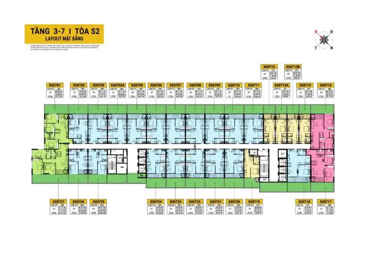 Bản vẽ toà S2 tầng 7 CHSV - Spana Town layout mặt bằng