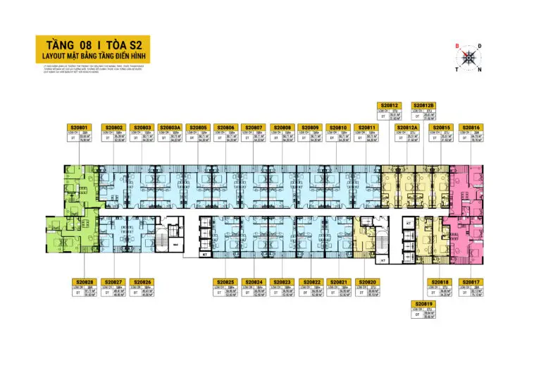 Bản vẽ toà S2 tầng điển hình - Spana Town layout mặt bằng